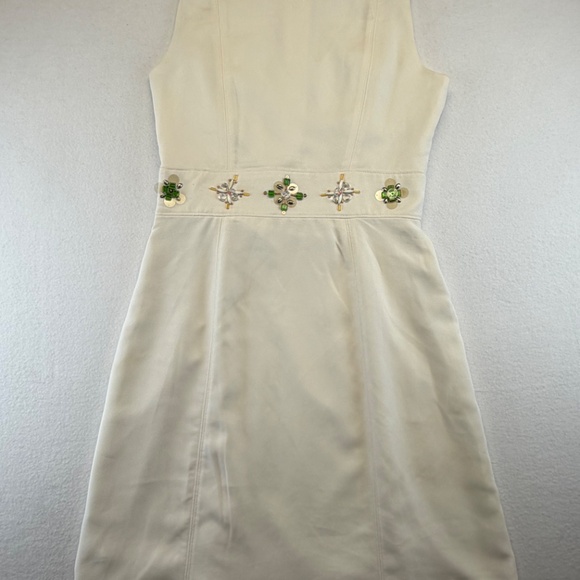 Banana Republic Womens White Beaded Embellished Jeweled Fit Flare Dress 2 - Picture 11 of 12